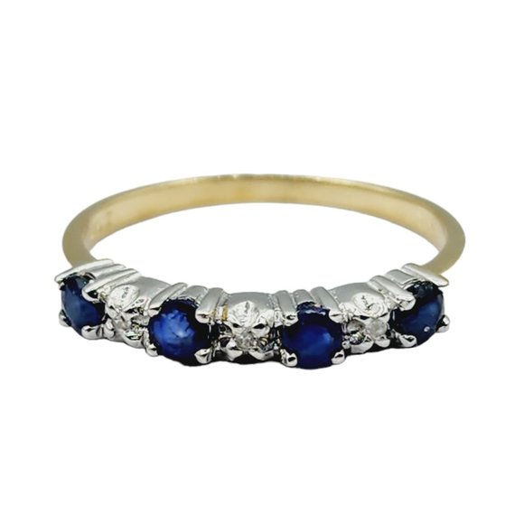10KT Gold Ring Set with Genuine Blue Sapphire and Diamond - Picture 1 of 3